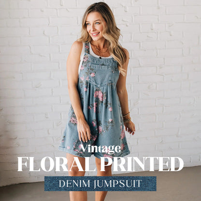 🌸New Fashion Hot Sale 50% Off🌸 Vintage Floral Printed Denim Jumpsuit