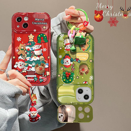 🎄Oferta especial de Navidad🔥Funda con espejo abatible y colgante de árbol de Navidad para iPhone🎅