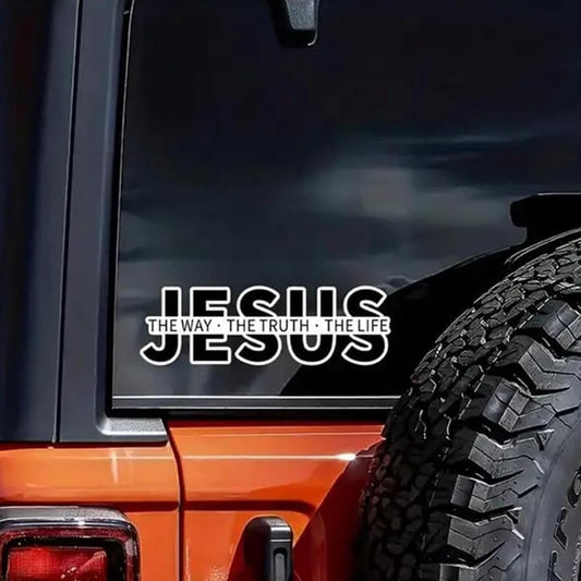 ✝️ 50% OFF! ✨ JESUS VINYL DECAL - "The Way, The Truth, The Life" Design, Weather-Resistant for Cars and Windows, Easy to Apply and Remove, Perfect for Faith Expression 🙏🚗