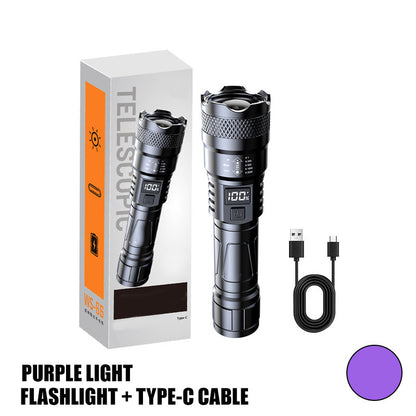 🔦 LED Strong Light Retractable Flashlight | Year-End Mega Sale 40% OFF | Zoomable Beam & Adjustable Length | Rechargeable for Outdoor & Emergency Use 🚀✨