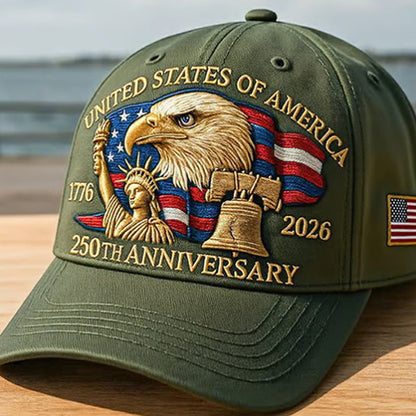 🦅 60% DE DESCUENTO ! 🎩 Gorra Eagle & Liberty 250 Aniversario de EE.UU. - Diseño Conmemorativo en Algodón Premium con Bordado Detallado 🇺🇸✨