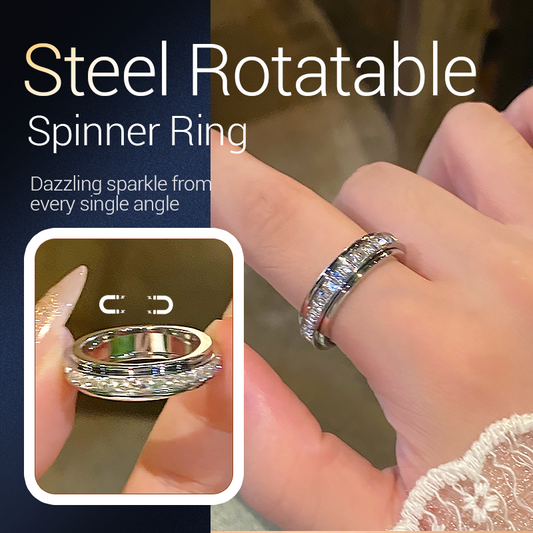 💖Titanium steel rotating spinner ring with cubic zirconia💖