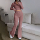 Women's Knit Two-Piece Set Crop Top & Flare Pants