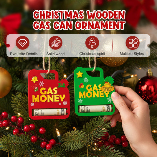 2PCS Christmas Wooden Gas Can Ornament