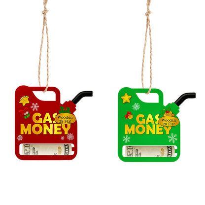 2PCS Christmas Wooden Gas Can Ornament