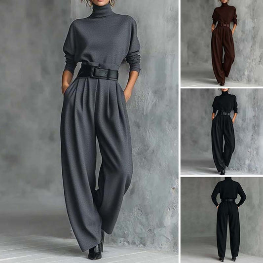 ⏳Limited-time 49% off⏰Women’s Elegant Turtleneck Top & High-Waist Pants Set (Get a Free Belt)👚👖