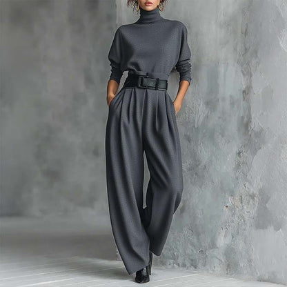 ⏳Limited-time 49% off⏰Women’s Elegant Turtleneck Top & High-Waist Pants Set (Get a Free Belt)👚👖