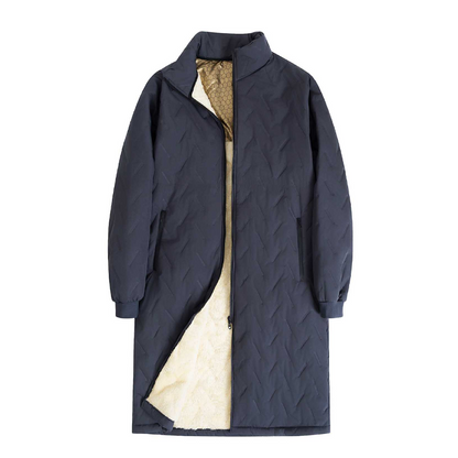 Men's Mid-Length Winter Padded Coat with Plush Lining