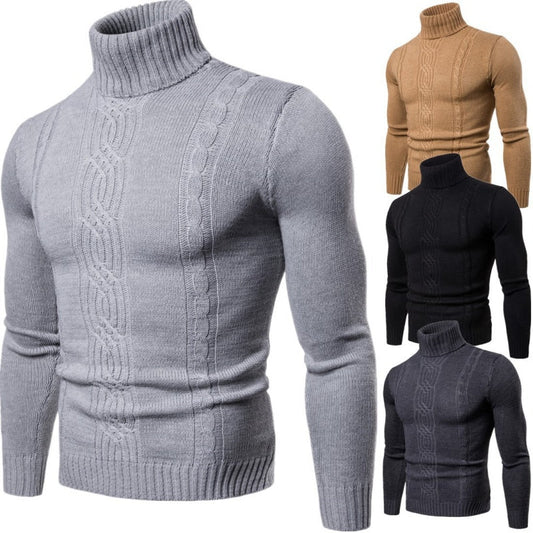 Men's Slim Fit Cable Knit Turtleneck Sweater
