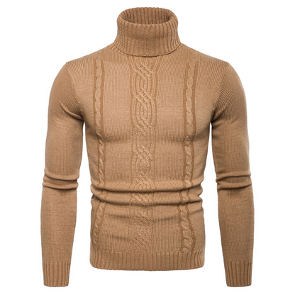 Men's Slim Fit Cable Knit Turtleneck Sweater