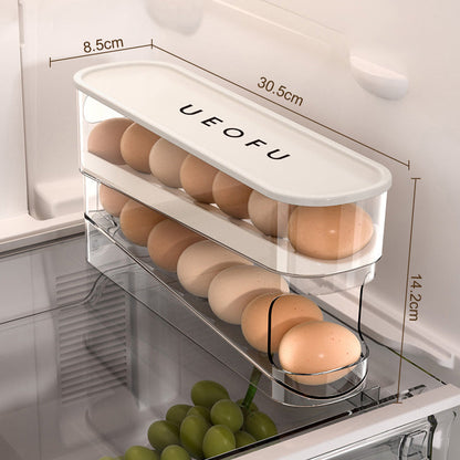 Double Auto Rolling Egg Organizer for Refrigerator Side Door