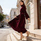 Elegant Velvet Bell Sleeve Maxi Dress